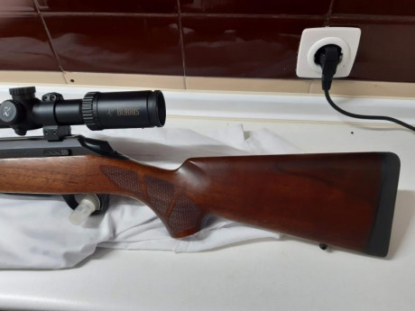 Rifle Tikka T3 Hunter calibre 338 Win mag, carril Picatinni y anillas Warne desmontables de 30. Visor 00
