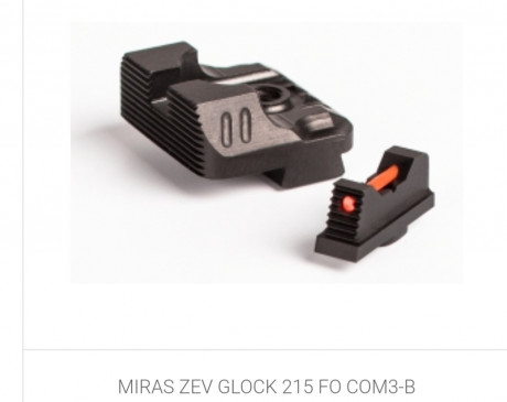 Se venden miras ZEV para Glock. Alza en negro con estrias antireflejos y punto de mira de fibra óptica 02