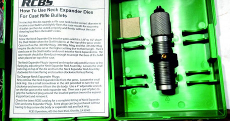  Die expansor de cuello RCBS Neck Expander 309 
con expansores intercambiables según necesidad
Se incluye 01