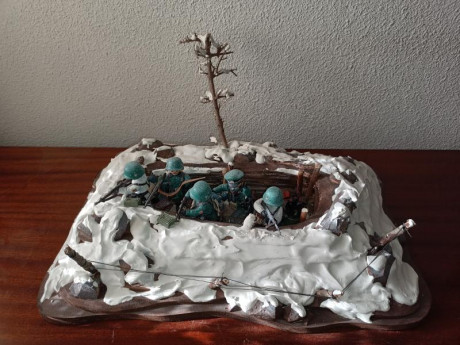 Diorama de la Batalla de Krasny Bor representado por 1 Oficial y 4 Voluntarios de la División Azul en 02