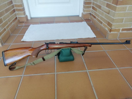 Carabina de cerrojo marca BRNO modelo n°2 calibre 22 lr; longitud de cañón 63 cm y peso 3 kg. 
Su estado 00