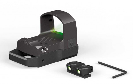 Sistema de mira Red Dot con montaje magnético y alza fotoluminiscente para Glock
Sistema de mira Red Dot 02