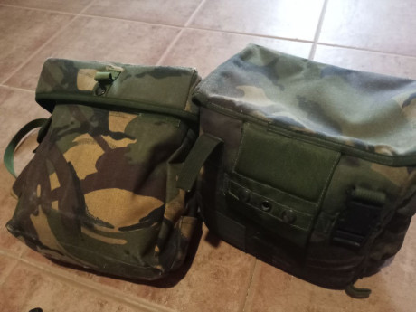 Vendo Pack bolsas militares, 2 bolsas DPM mascara antigas(a una le falta la correa) y bolso medico de 01
