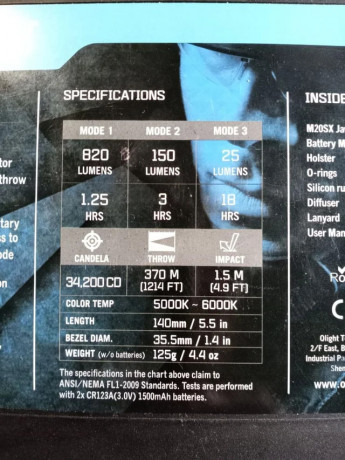 Vendo Linterna táctica Olight M20SX Javelot, linterna de construcción blindada y alta dureza, incorpora 11