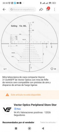 Vendo visor Vector Optics Veyron 3-12x44 de segundo plano focal. El visor es nuevo, sin abrir la caja. 00