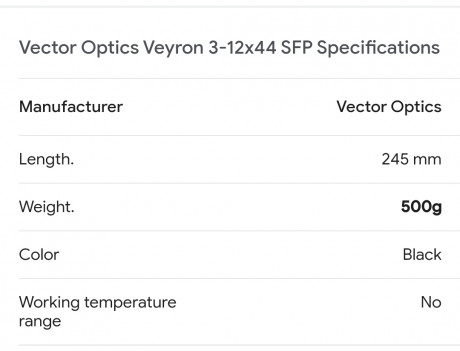 Vendo visor Vector Optics Veyron 3-12x44 de segundo plano focal. El visor es nuevo, sin abrir la caja. 30