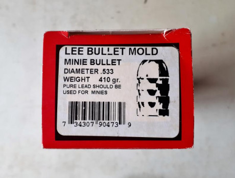 Vendo las siguientes turquesas LEE:

Molde Lee 533-410-M de 1 cavidad, ref.90473
Bala .533" minié 10