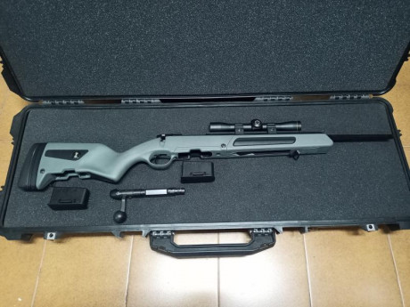 Steyr modelo Scout en calibre 308w.
Peso 3'3kg con visor.
Precio 1100€. 
Buen estado, presenta pequeños 01