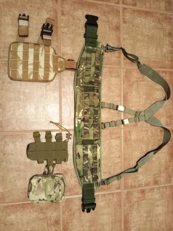 Webbing yoke cinturón molle MTP original surplus, pernera molle ddpm, pouch multiusos y pouch para botella 02