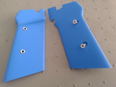 Cachas delgadas de zurdo en 3D para pistola S&W Model 41 , 
Las cachas con los dos pasadores y tuercas 10
