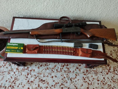 Fn-Browning bar1 cal.270
Visor 3-9x40 con montura apel
Cartuchera cuero con alojamiento dos cargadores.
2 00