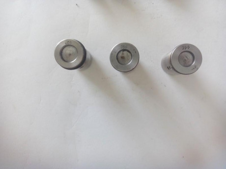 Hola. Vendo los siguientes de calibradores para prensas RCBS y Lyman
Calibre .358
Calibre .356
Calibre 01
