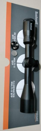 En venta visor BUSHNELL PRIME 3-9x40mm.  Construcción a prueba de agua con certificación militar IPX7. 01