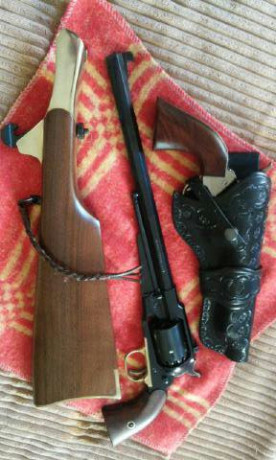 Se vende culatín para Remington Texas Buffalo 1858 de 12 pulgadas y con adorno de cuero, comprado no hace 02