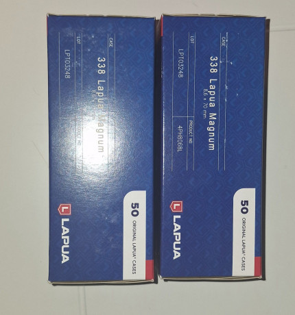 Se vende 100 vainas nuevas sin abrir 
2 cajas de 50. Lapua 
350€ gastos de envío incluidos península. 00