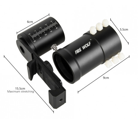Este adaptador te  permite tomar fotos y videos fácilmente con tu teléfono móvil adaptado a la mira telescópica 01