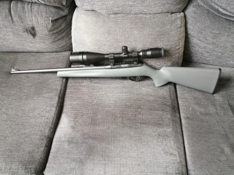 Se vende carabina Remington 597 cal 22 lr con visor Baraska de 10-40 X 50, retícula target dot, con un 01