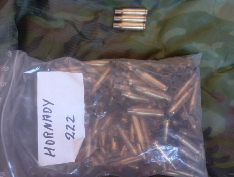 Lote 500 vainas 222 Remington, marca Hornady, un disparo con fusil cerrojo, conservan fulminante original, 00