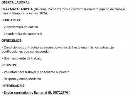 Pues se me ha ocurrido que podemos apuntarnos aquí los que buscamos trabajo y también los que ofrecen 40