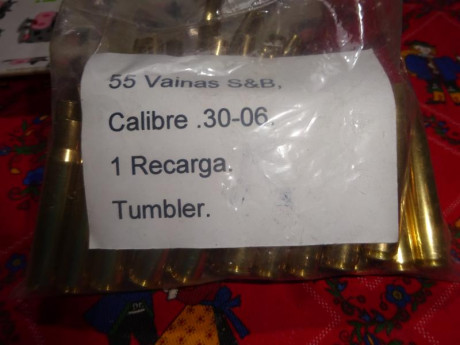 Muy buenas.
Vendo 186 vainas S&B calibre .30-06, 1 tiro, tumbler seco y van en dos bolsas zip con 02