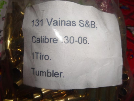 Muy buenas.
Vendo 186 vainas S&B calibre .30-06, 1 tiro, tumbler seco y van en dos bolsas zip con 01