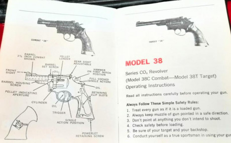 Cambio revólver Crosman modelo 38C, calibre 5,5 por carabina clásica del 4,5.
Al revólver le falta una 00