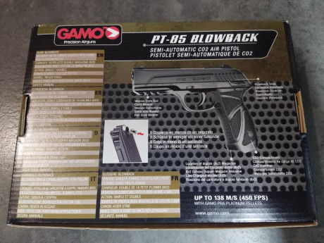 Vendo pistola de CO2 Gamo PT-85 BLOWBACK, prácticamente nueva, apenas 100 disparos.  La compré para practicar 02