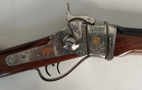 Rifle Sharps 1874 Sporting Pedersoli Extra de Lujo, el más alto de gama, profusamente grabado, maderas 140