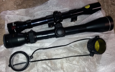Tres visores para carabina, 1 Gamo 3-9x40 (con montura para rail picatini, no aparece en las fotos), 1 02