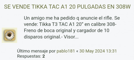 Lo dicho, busco Tikka T3X Tac a1 en 308.
Enviar privado :tanque^: 10