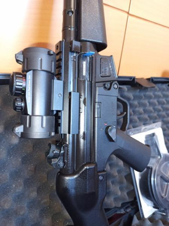 Carabina 22LR GSG-5 (MP5)
2 cargadores+sujetador de cargadores
1 cargador 110 cartuchos
1 bípode
1 Agarradera 01