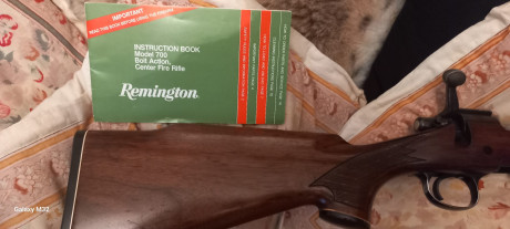 VENDIDO .Vendo rifle remington BDL calibre 308 w. El rifle lleva . El cargador es metálico ,alza regulable 01