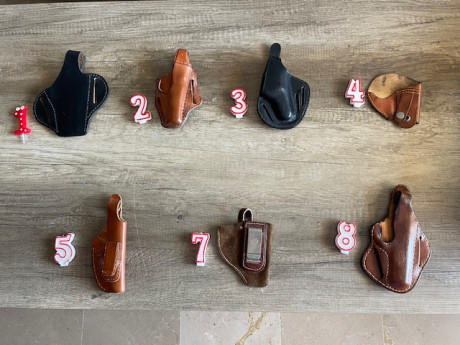 Vendo estas fundas de cuero. Hay para pistola y para revólver. No me pregunten para que modelo son pues 00