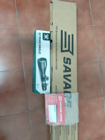 Rifle Savage AX2 precision, en calibre .308
Ha tirado 9 cajas, es muy, muy preciso.
Lleva un visor Vortex 00