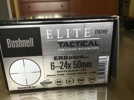 Vendo visor Bushnell Elite Tactical ERS (extended range scope) 6-24 x 50 FFP (primer plano focal). Tubo 01
