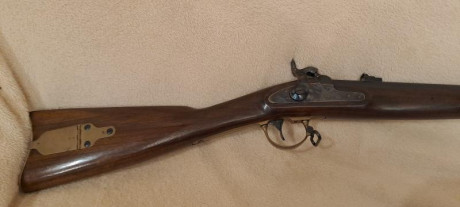 Fusil militar "Minie" calibre .58, cañón match, 7 estrías, pavonado negro mate, muy pocos tiros, 21