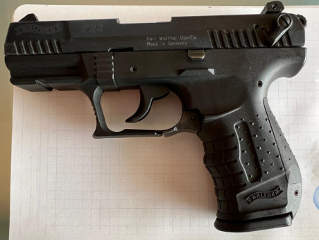 Se vende walther p22, muy cuidada, con maletín original.
Precio 250€
Se encuentra en Ciudad Real 00