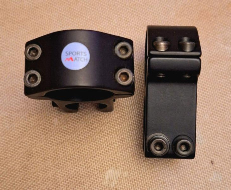 Hola, vendo anillas SportsMatch HST46C para visores de 1" (25,4mm) y armas con carril de 11mm o cola 01