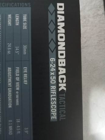 Se vende visor Vortex Diamondback 6-24x50, tubo de 30 mm, reticula en primer plano, tubo parasol, Esta 00