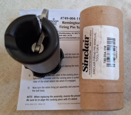 SINCLAIR FIRING PIN REMOVAL TOOL FOR REMINGTONS 

Our bolt disassembly tool makes removing the firing 01