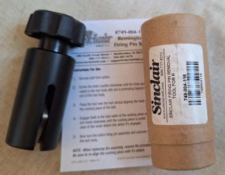SINCLAIR FIRING PIN REMOVAL TOOL FOR REMINGTONS 

Our bolt disassembly tool makes removing the firing 00