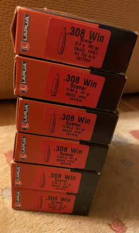 Se venden 240 vainas Lapua del 308 W de un solo disparo, van en sus propias cajas, precio 110 euros puestas 00