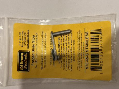 Retén de corredera de 1911 en inox de Ed Brown 
Precio 45 euro puesto en casa en península . 00