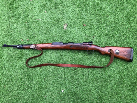 Vendo este raro rifle K98 con código "ax" fabricado por Feinmechanische Werke en 1940, calibre 00
