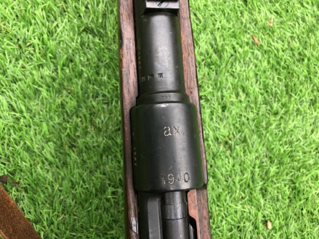 Vendo este raro rifle K98 con código "ax" fabricado por Feinmechanische Werke en 1940, calibre 21