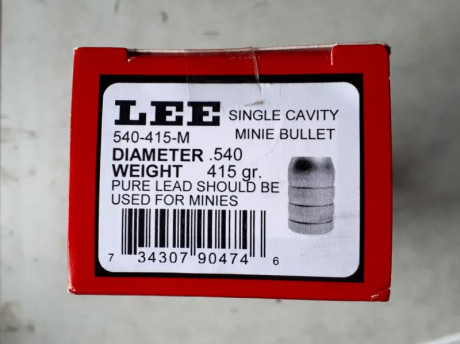Vendo las siguientes turquesas LEE:

Molde Lee 533-410-M de 1 cavidad, ref.90473
Bala .533" minié 20