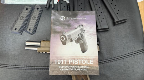 Buenos días a todos,

Vendo pistola 1911 en 9mm (single stack), marca Schmeisser. Guia en F.
Menos de 20