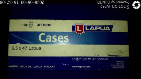 99 Vainas LAPUA calibre 6,5 x 47 nuevas. 90€, incluido transporte.

Parece que están a un precio elevado, 01