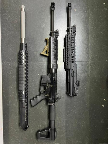 Ar 15 
Rifle sabré calibre 222 r
DOS cañones adicionales 6.5
Kit del calibre 22 lr
Recambios varios agujas 02