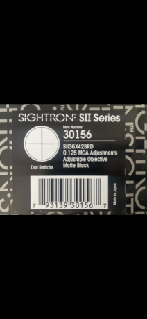 Vendo visor Sightron SII 36x42 BRD en perfecto estado de uso, muy ligero (490 gr.), en su caja original, 01